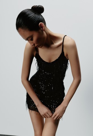 Light sequin dress Black